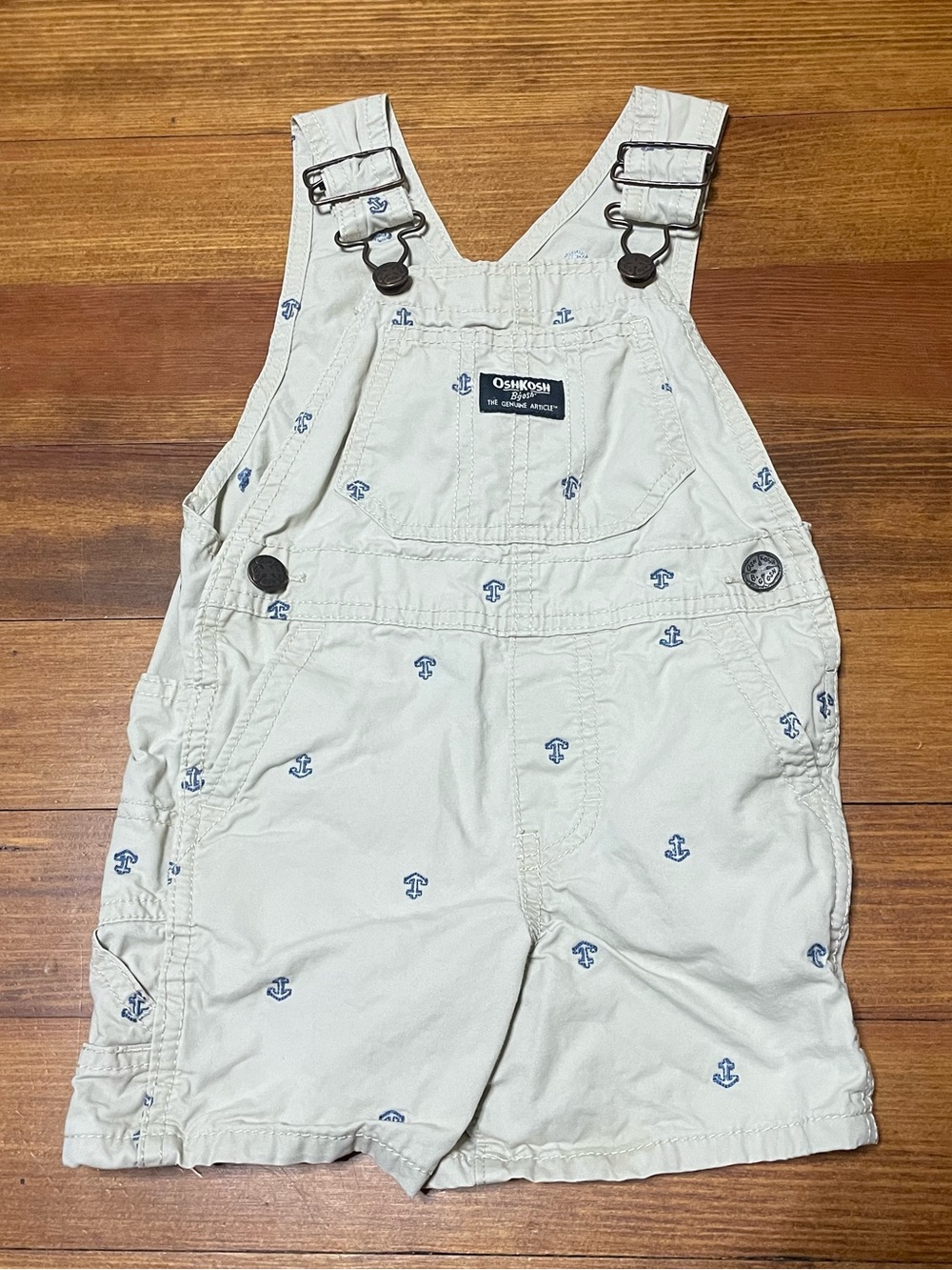 OshKosh B'gosh Cream Anchor Embroidered Shortalls Size 2T